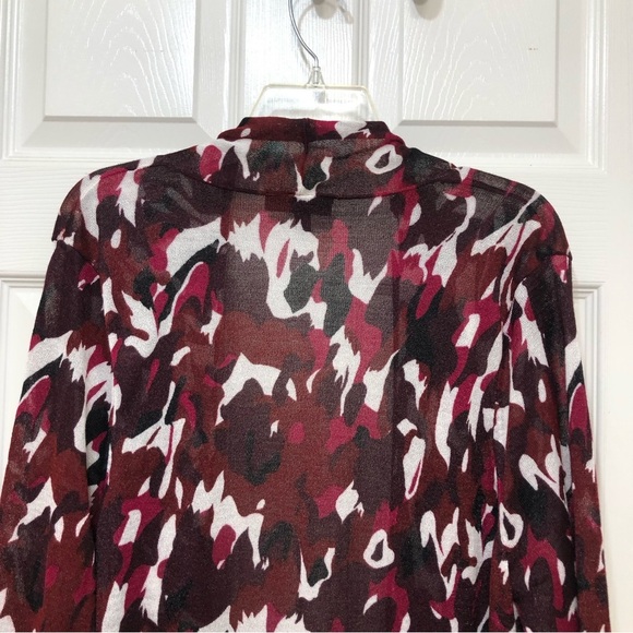 Lane Bryant Burgundy Black White Camo Lightweight Open Maxi Cardigan  18-20 - Picture 7 of 12